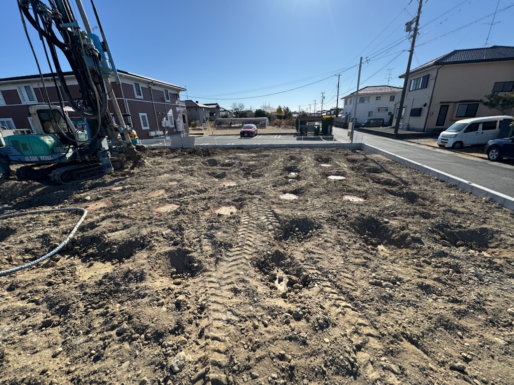 浜松市の注文住宅会社の工務店のエコーアートが行った地盤改良工事の柱状改良工事完了写真